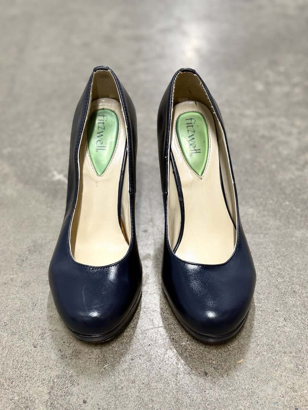 Fitzwell Navy Leather Platform Pumps